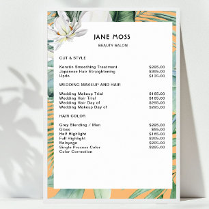 Moderne Salon Watercolor Tropenpreisliste Poster