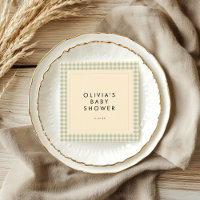 Moderne Sammlung Green Gingham Baby Dusche Collect