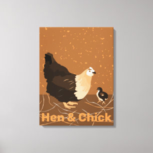 Moderne Sandy-orange Hen & Chick Kitchen Leinwanddruck