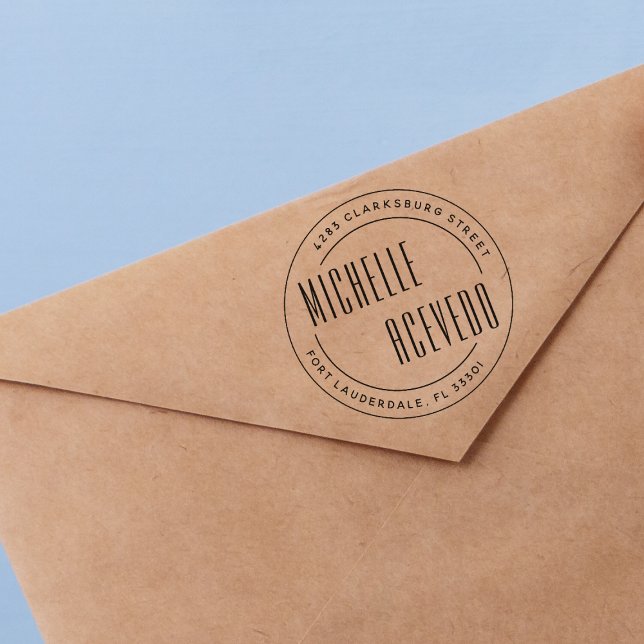 Moderne Sans Serif Typografie Formale Rücksendeadr Gummistempel (Rubber Stamp Mock-up)