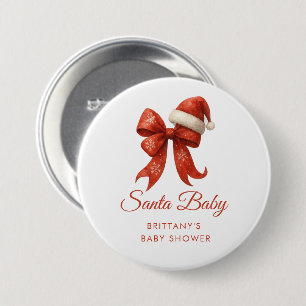Moderne Santa Baby Dusche Red Bow Weihnachten Button
