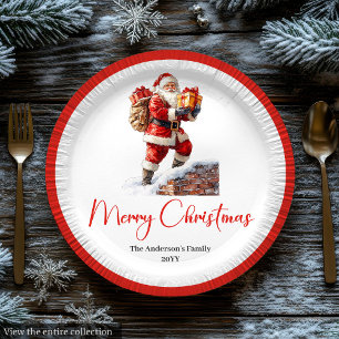 Moderne Santa Claus einfache Schrift Papierplatten Pappteller
