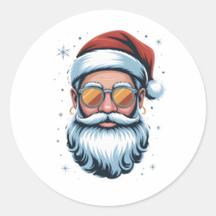 Moderne Santa-Claus-Vektor-Kunst mit Sonnenbrille Runder Aufkleber
