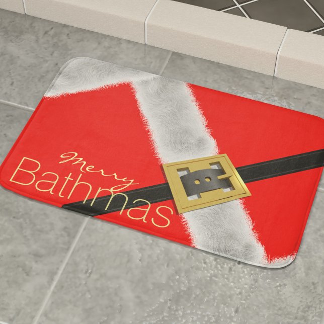 Moderne Santa Festivals, Rot und Weiß Bath Mat Badematte (Fun and festive santa themed bath mat for your holiday decor)