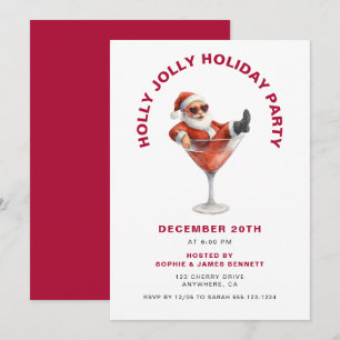 Moderne Santa Holly Jolly Weihnachtsfeier Einladung