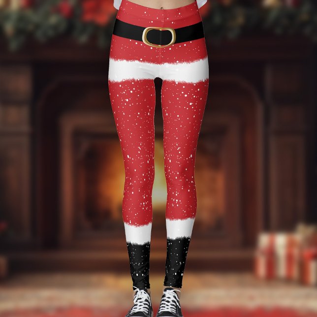 Moderne Santa Mrs. Claus Kostüme Niedlicher Spaß W Leggings (Von Creator hochgeladen)