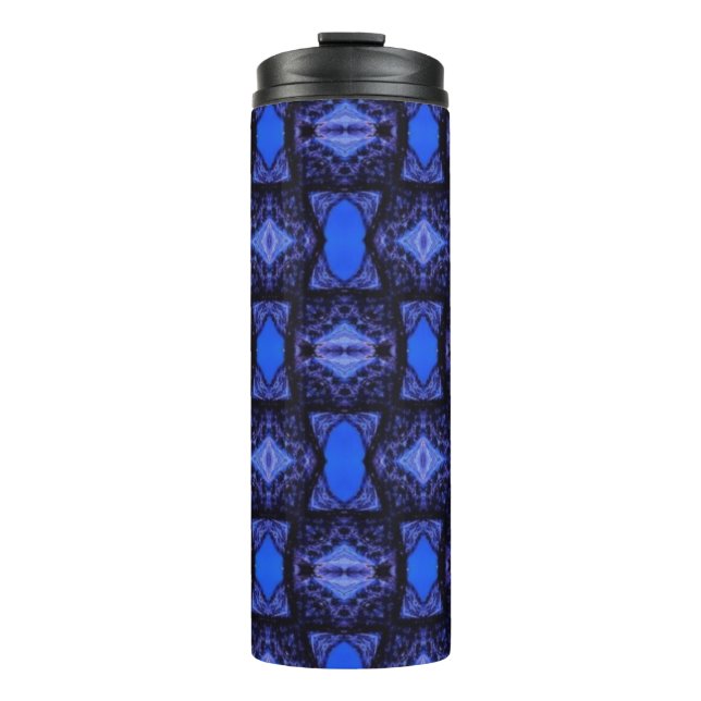 Moderne Saphir-blaue Marine Geometric Art Thermosbecher (Vorderseite)