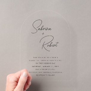 Moderne saubere Hochzeit Acryleinladungen