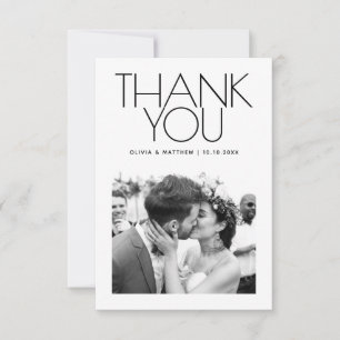 Moderne saubere Hochzeit   Minimalistische elegant Dankeskarte
