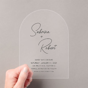 Moderne saubere Hochzeit - Rettet das Datum Acryleinladungen