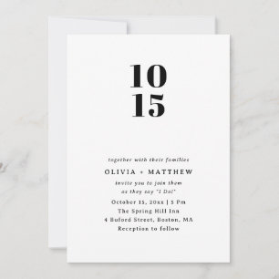 Moderne saubere minimalistische Hochzeit Foto + Einladung