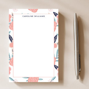 Moderne, saubere rosa Blume Floral Girly Stilvoll Post-it Klebezettel