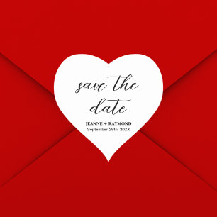 Moderne saubere Save-the-Date-Hochzeitsankündigung Herz-Aufkleber
