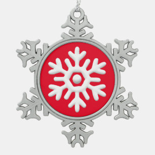 Moderne, saubere, schneeweiße Schneeflocke Schneeflocken Zinn-Ornament