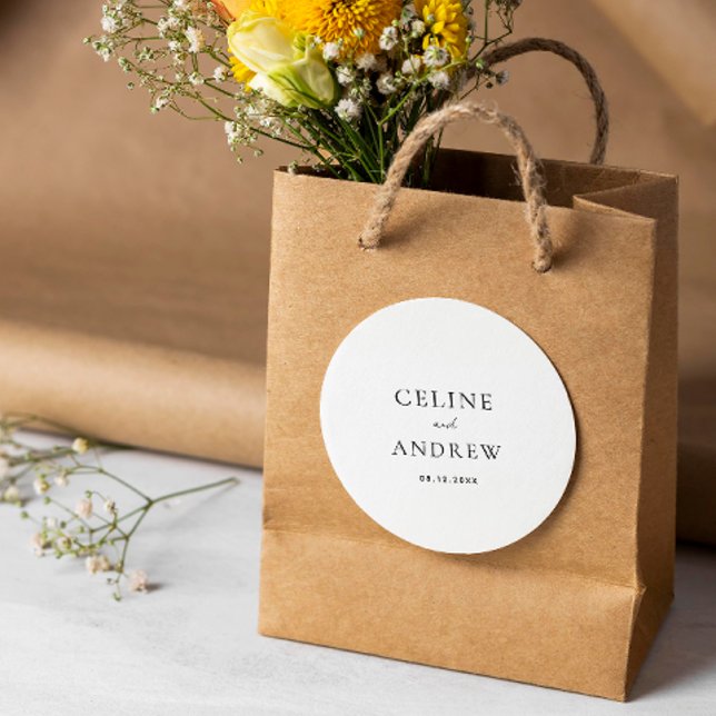 Moderne saubere, zeitlose Hochzeit Runder Aufkleber (Von Creator hochgeladen)