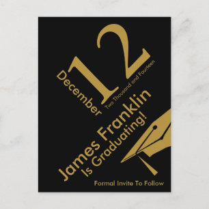 Moderne Save the Date Abschluss Black and Gold Ankündigungspostkarte