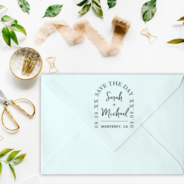 Moderne Save the Date Briefmarke Hochzeits-Briefma Permastempel (Von Creator hochgeladen)
