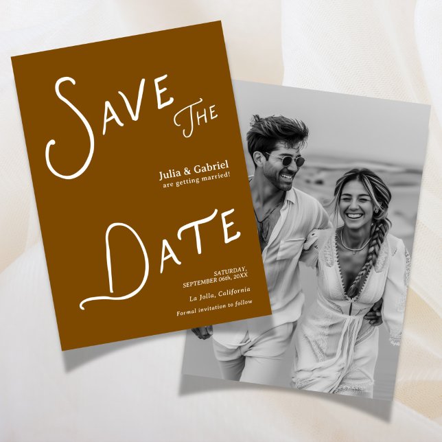 Moderne Save The Date Foto Braun Einladung (Modern Save The Date Photo Brown Invitation)