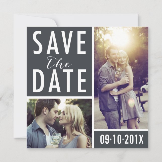 Moderne Save the Date FotoCollage (Vorderseite)
