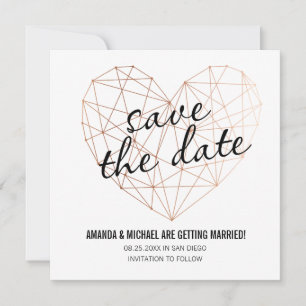 Moderne 'Save the Date' geometrisches Rosen-Gold-H Save The Date