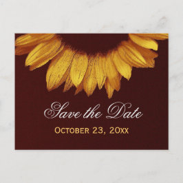 Moderne Save the Date goldfarbene Sonnenblume v6 Ankündigungspostkarte