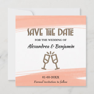 Moderne Save The Date Hochzeit Wasserfarbe Pfirsic