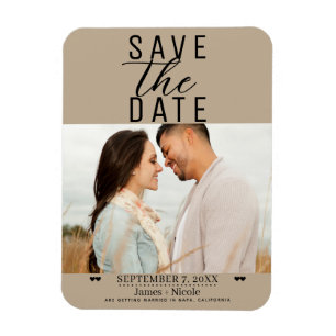 Moderne Save-the-Date-Hochzeits-Fotos in Almond-Be Magnet