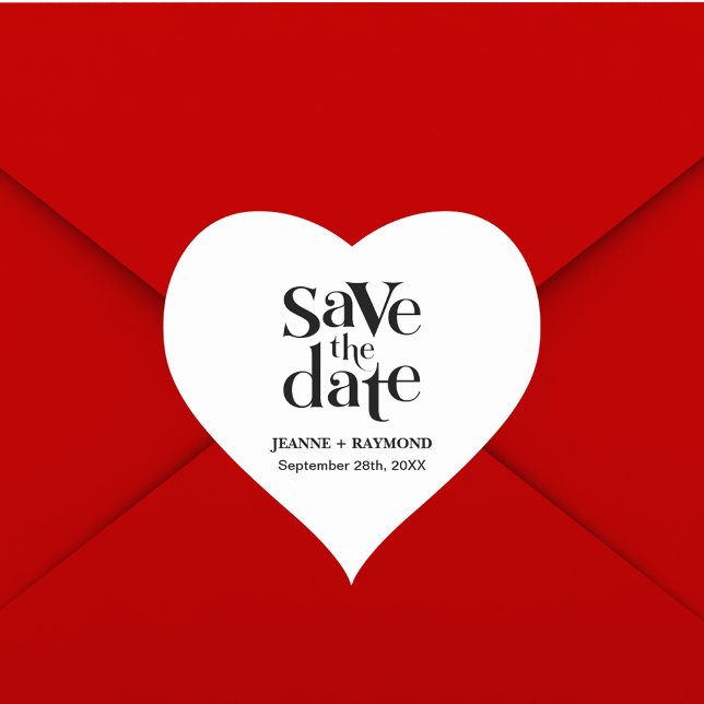Moderne Save the Date Hochzeitserklärung Herz-Aufkleber (Von Creator hochgeladen)