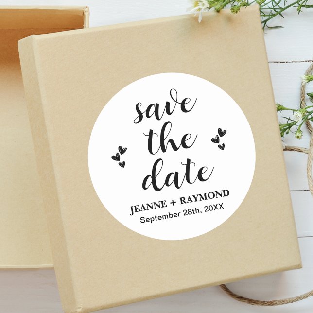 Moderne Save the Date Hochzeitserklärung Runder Aufkleber (Von Creator hochgeladen)