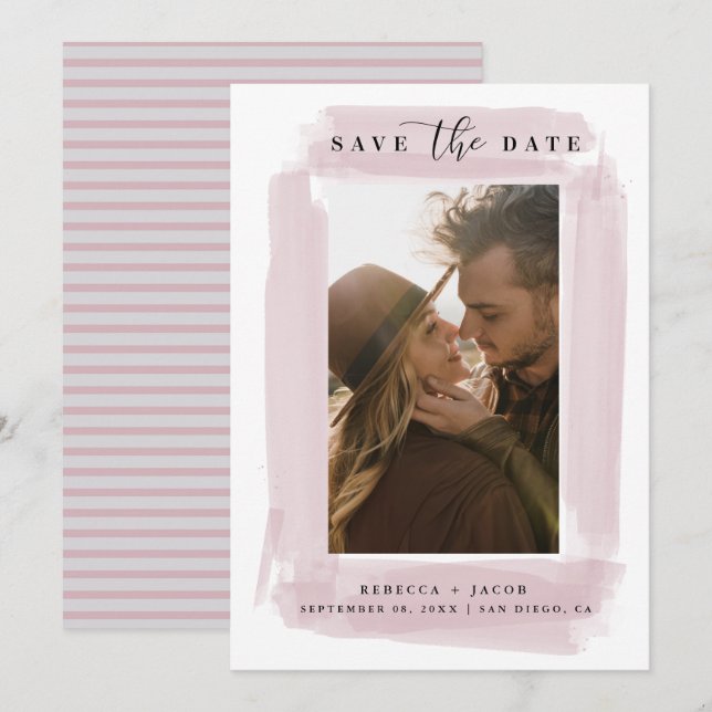 Moderne Save The Date Hochzeitsfoto (Vorne/Hinten)