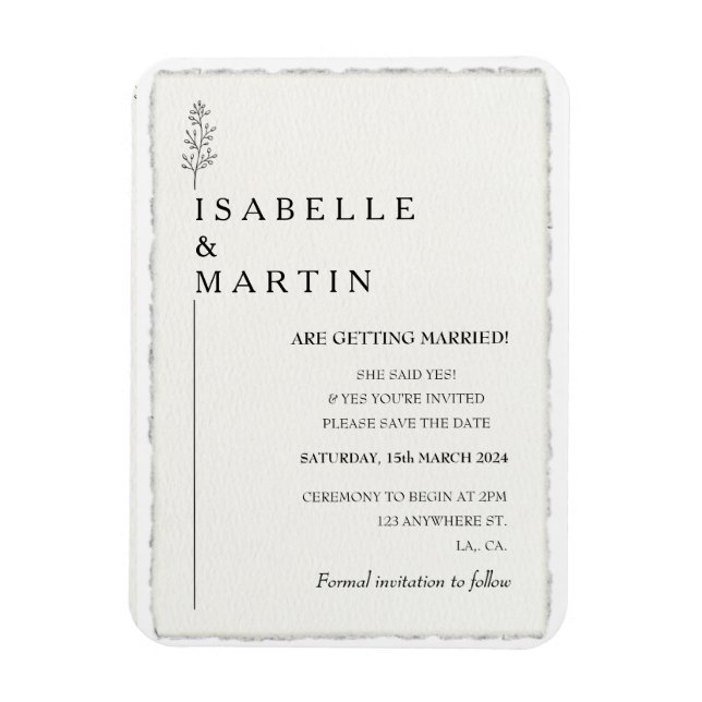 Moderne, Save the Date Imitate, die an der Kante b Magnet (Vertikal)