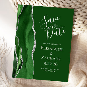 Moderne Save-the-Date-Karte aus Achat in Jägergrün Ankündigungspostkarte