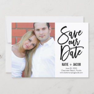Moderne Save the Date-Karte mit Pinsel Dankeskarte