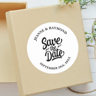 Moderne Save the Date maßgeschneiderte Hochzeitsan Runder Aufkleber