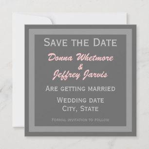 Moderne Save the Date Mitteilung - Grau u. Rosa