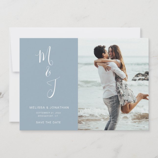 Moderne Save The Date Puderblau (Vorderseite)