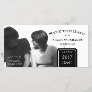 Moderne Save the Date Schwarz-Weiß-Fotokarten