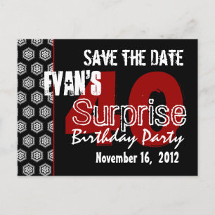 Moderne Save the Date Überraschung 40. Party V336 Ankündigungspostkarte