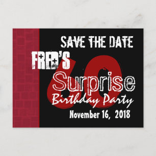 Moderne Save the Date Überraschung 60. Party W1942 Ankündigungspostkarte