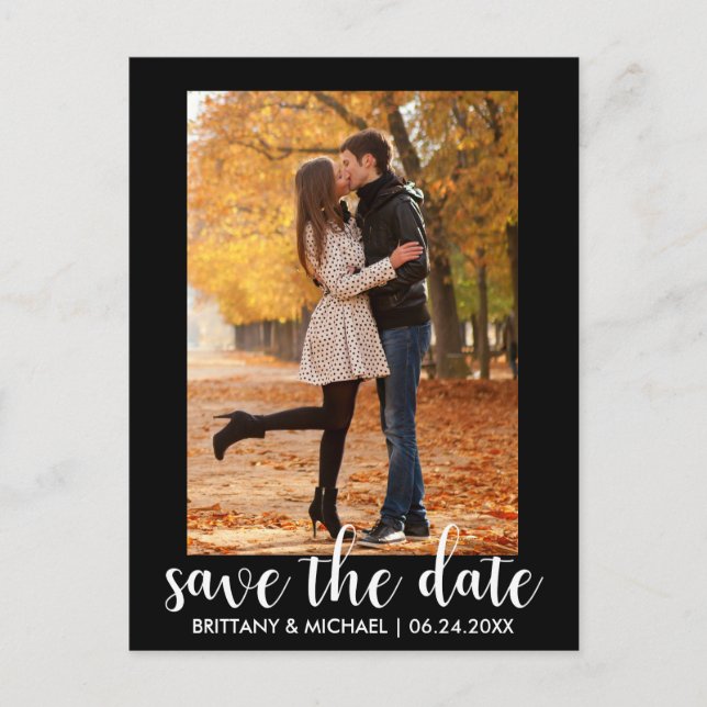Moderne Save the Date Verlobung Couple Foto WB Postkarte (Vorderseite)