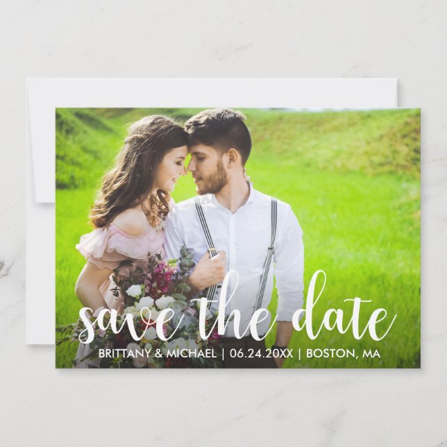 Moderne Save the Date Verlobung Couple Foto WS Einladung (Vorderseite)