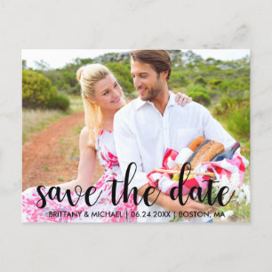 Moderne Save the Date Verlobung Paare Foto Postkarte