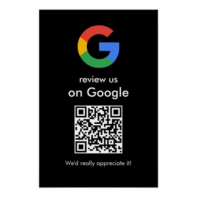 Moderne Scan-to-Review-Google-QR-Code-Geschäftsbes Poster (Vorderseite)