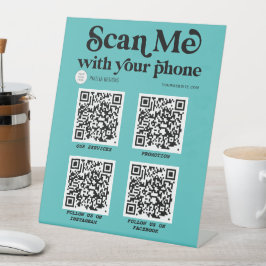 Moderne, scannbare QR-Codevernetzung Aquamarin Sockelschild