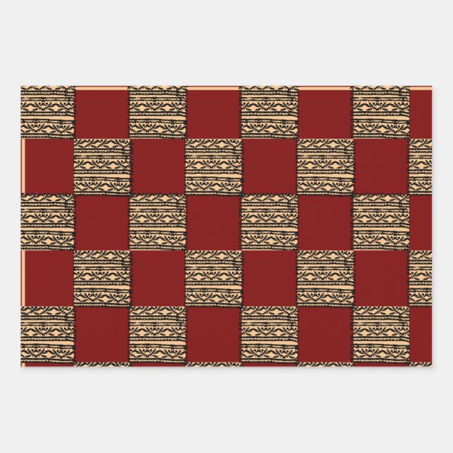 Moderne Schachbrett-Geometrie  Geschenkpapier Set (Vorderseite)
