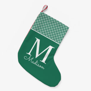 Moderne Schachbrettmuster-Initialen Kleiner Weihnachtsstrumpf