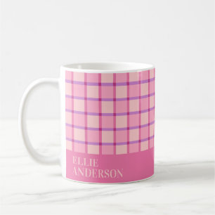 Moderne Schachbrettmuster-Rosa-Lila-Personalisieru Kaffeetasse