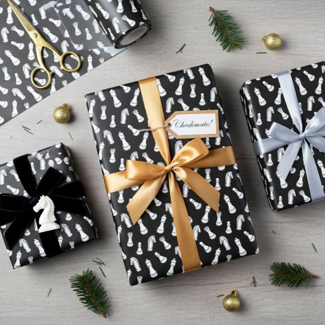 Moderne Schachfiguren Muster Geschenkpapier (Von Creator hochgeladen)