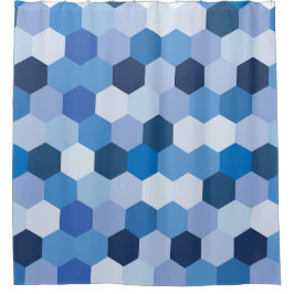 Moderne Schattierungen der Blues Weiße Hexagonale Duschvorhang