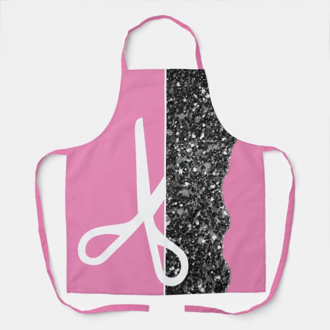 Moderne Schere Haar Stylist Bubblegum Pink Schürze (Vorderseite)